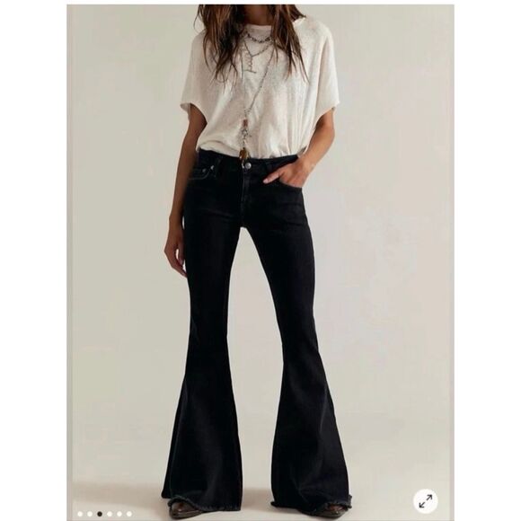 Free People Denim - Free People We The Free Emre Flare Jeans Bell Bottom Black Western Boho